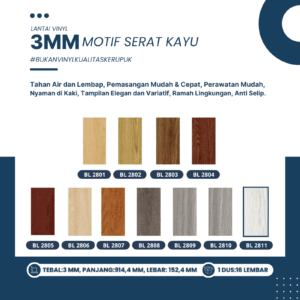 Lantai Vinly 3mm Motif Serat Kayu
