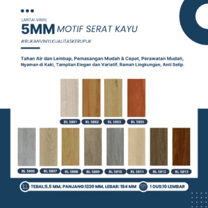 Lantai Vinly 5mm Motif Serat Kayu