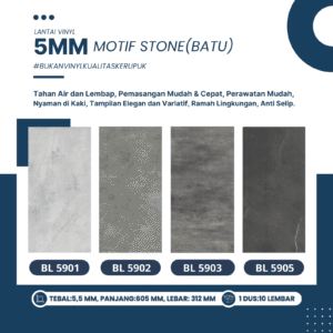 Lantai Vinly 5mm Motif Stone (Batu)